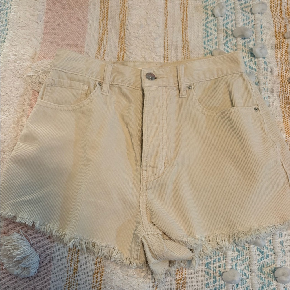 PacSun High Waist Cream Corduroy Shorts